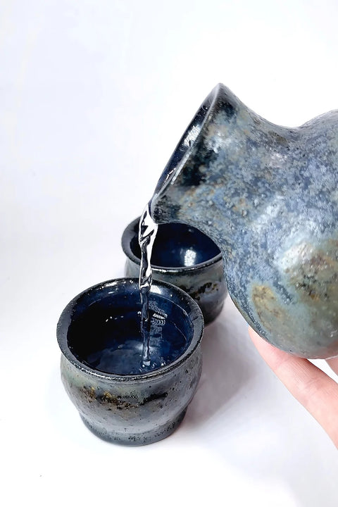 blue stone sake set